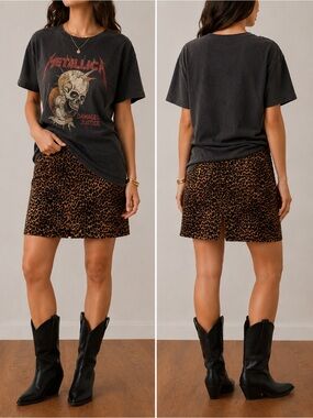 Vintage Jessica Leopard Print Skirt 14P Petite Made in Canada Mini
